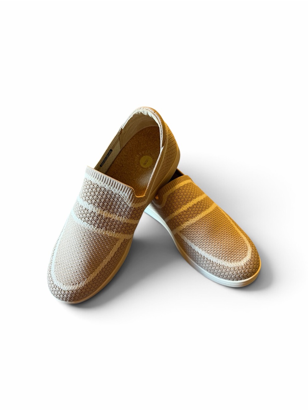 Revitalign Slip-On Knit Orthotic Casual Shoes in Beige 9 1/2 Wide